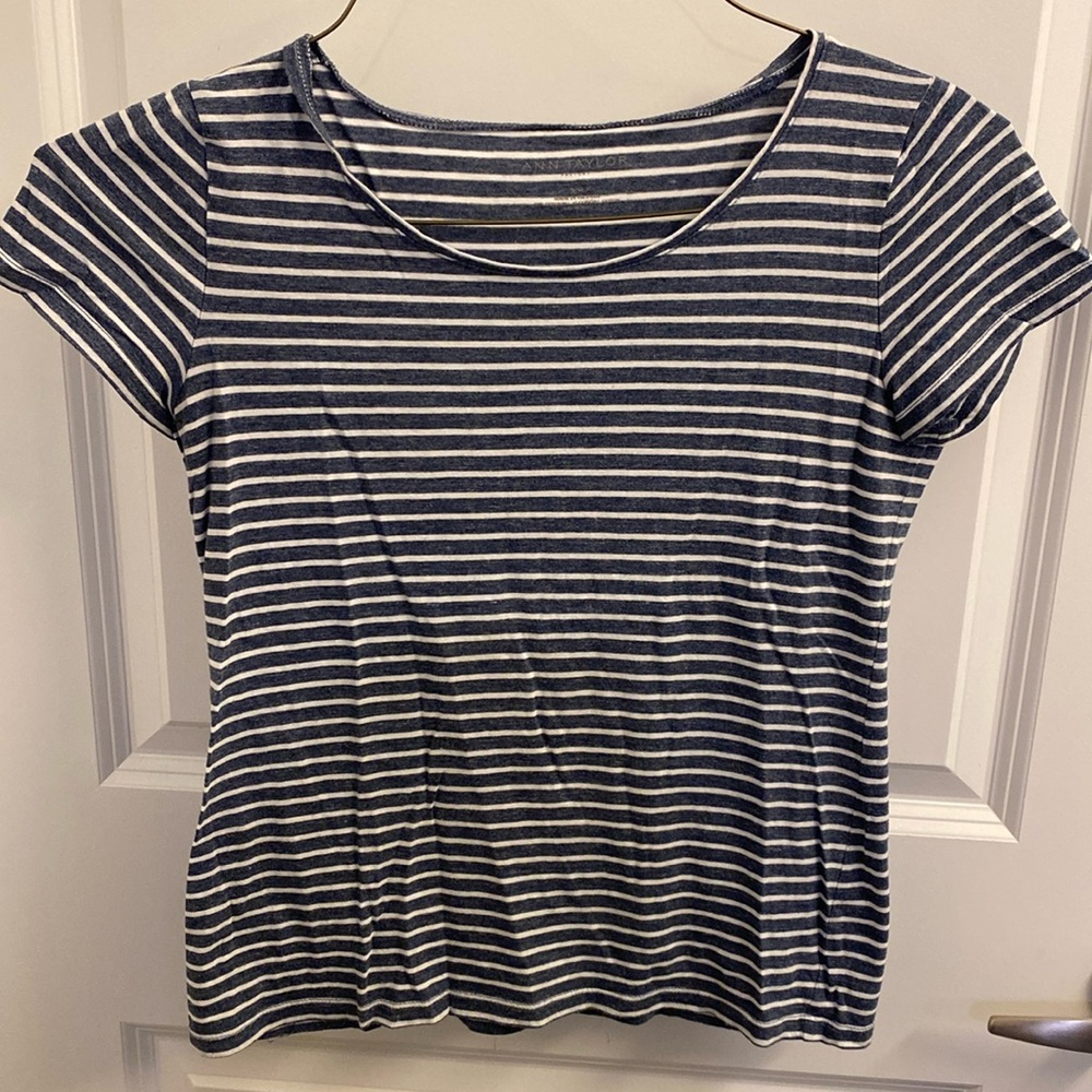 Ann Taylor blue and white striped shirt